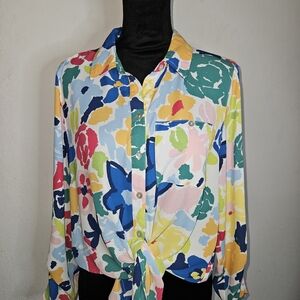 Multiples multicoloured floral button up blouse Size L #floral #blouse
